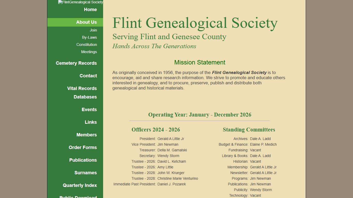 Flint Genealogical Society - About Us